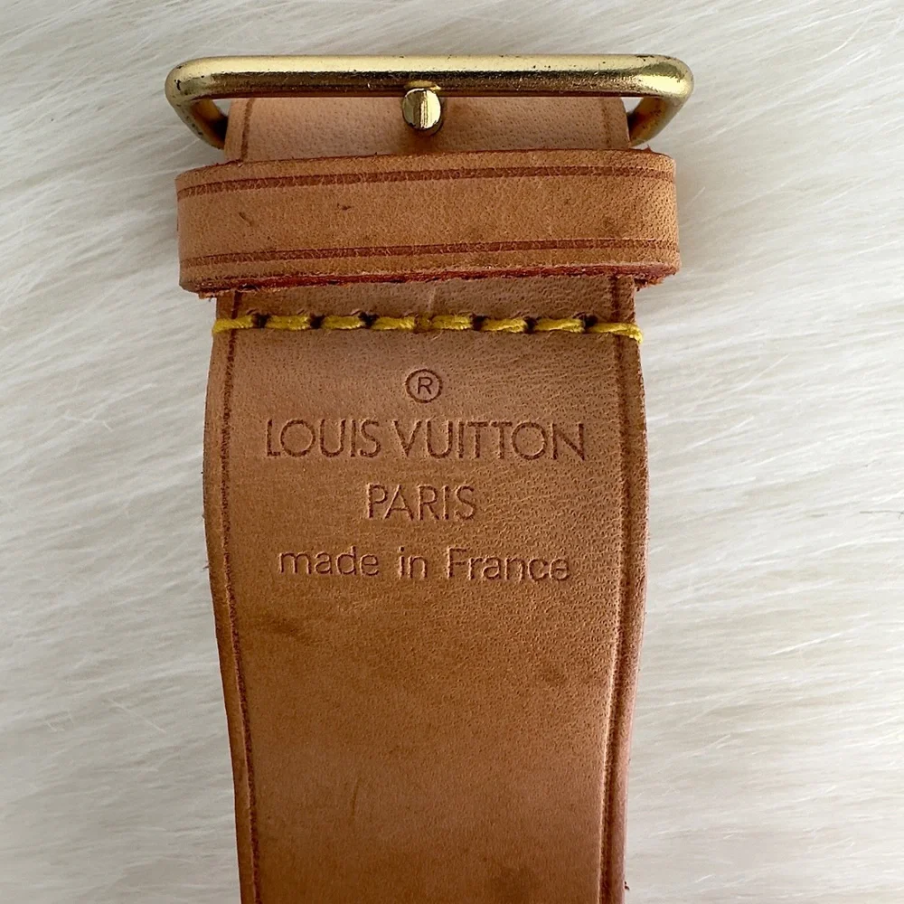 ✨Authentic LOUIS VUITTON Vachetta Leather Luggage Tag With Looping Strap Holder - Picture 14 of 16